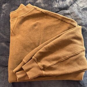 Aerie Brown Ribbed Crew Neck Sweater